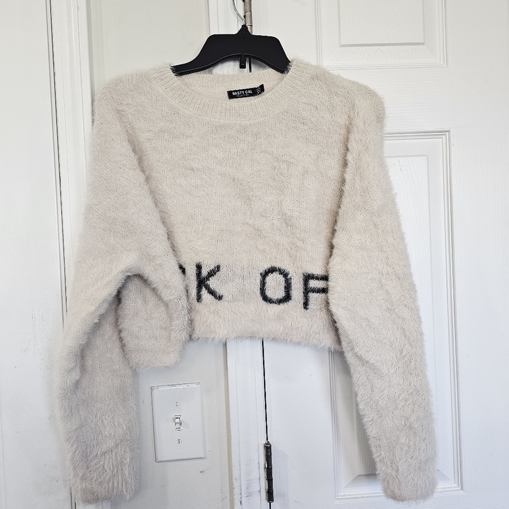 Nasty Gal  HALF sweatshirt Size Small Soft Fuzzy Eyelash Like